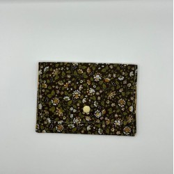 Portefeuille imprimé petites fleurs marron
