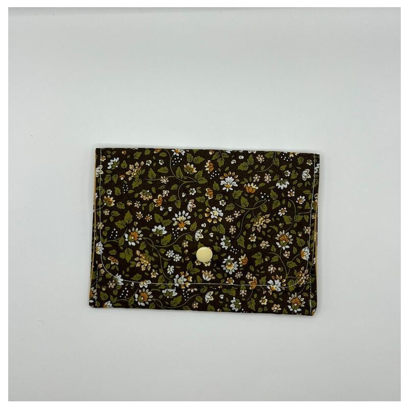 Portefeuille imprimé petites fleurs marron