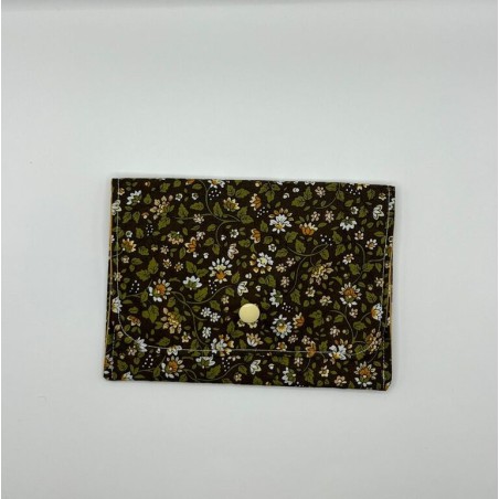 Portefeuille imprimé petites fleurs marron