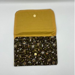 Portefeuille imprimé petites fleurs marron