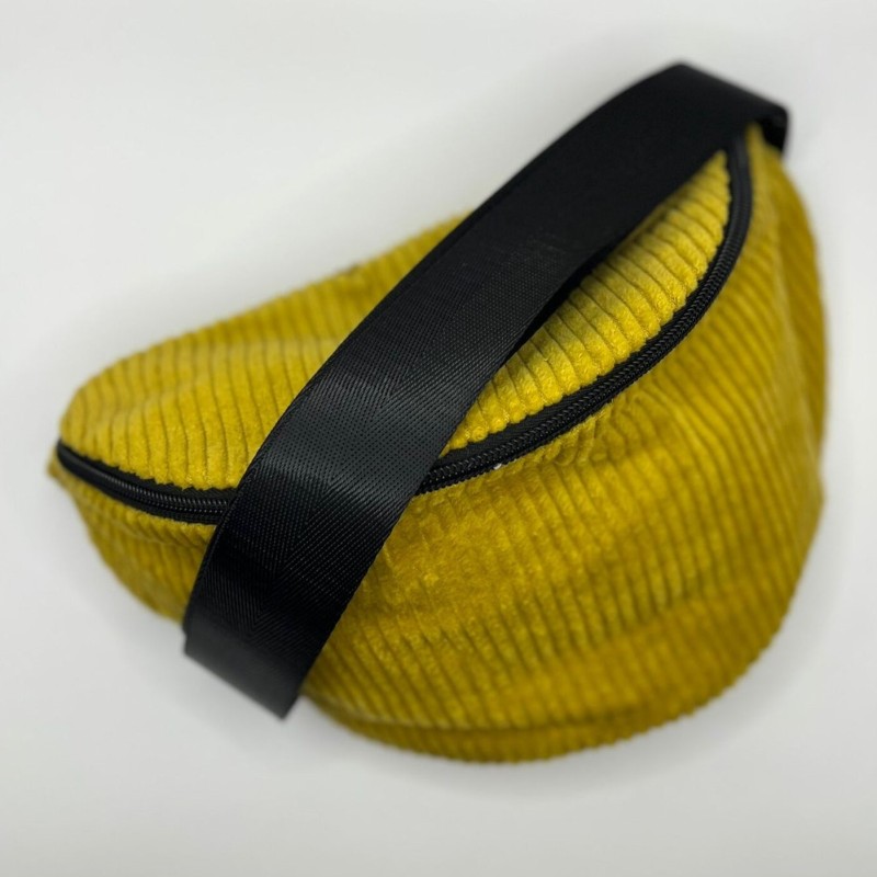 Sac banane velours grosses cotes jaune