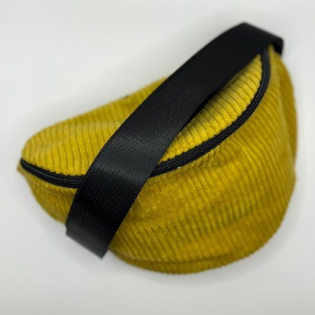 Sac banane velours grosses cotes jaune