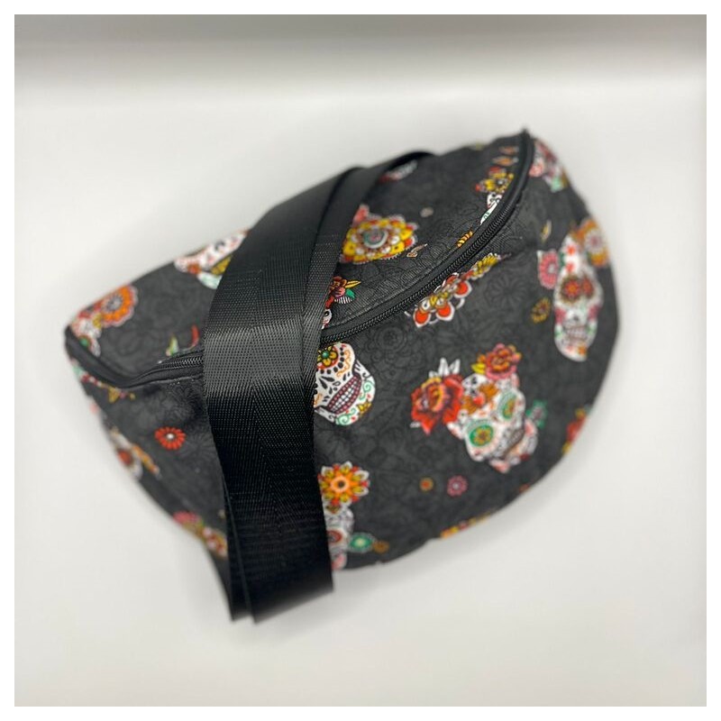 Sac banane tissu tête de mort