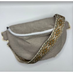 Sac banane tissu beige