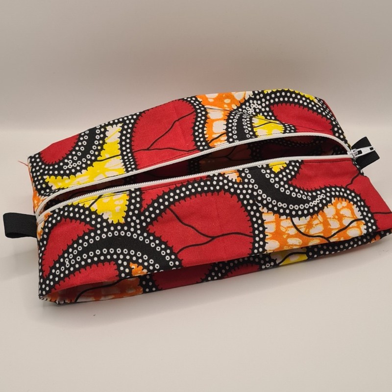 Trousse à soufflet wax rouge et jaune