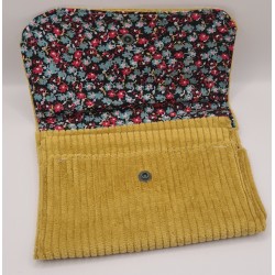 Portefeuille velours jaune