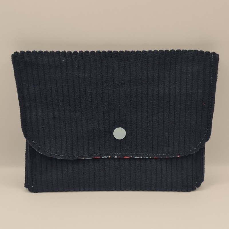 Portefeuille velours marine