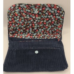 Portefeuille velours marine