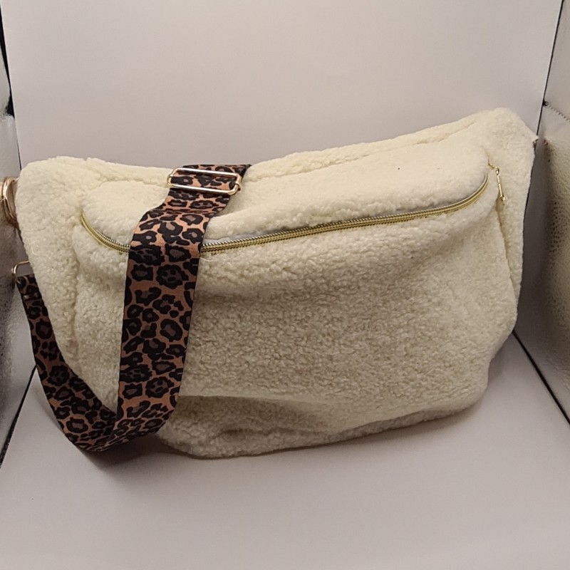 Sac banane XL sherpa blanc