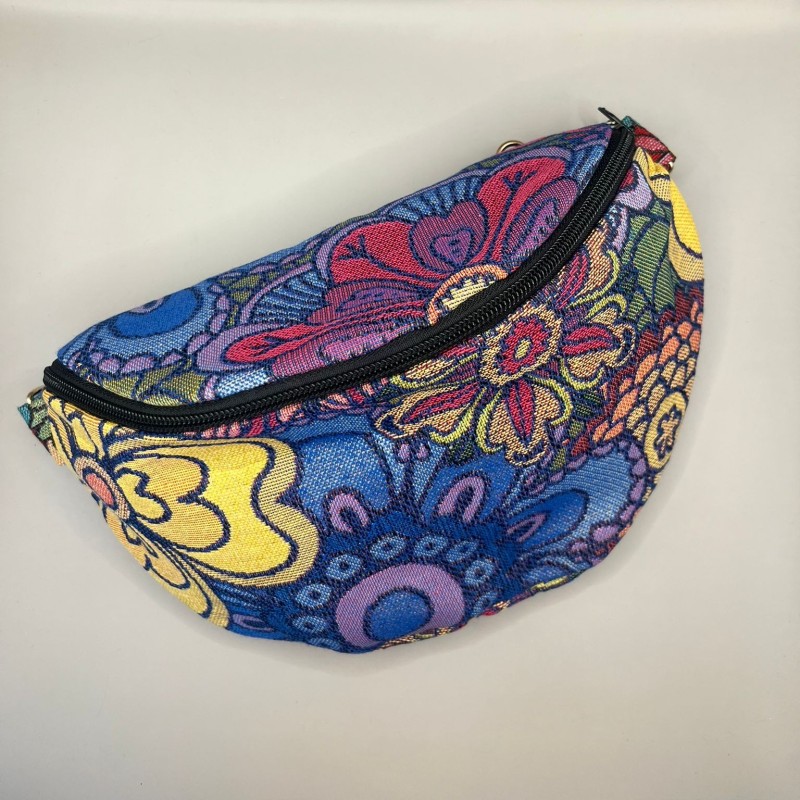 Sac banane tapisserie bleue